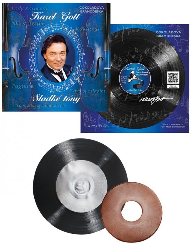 Čokoládová gramofonová deska 80g - Karel Gott, modrý obal