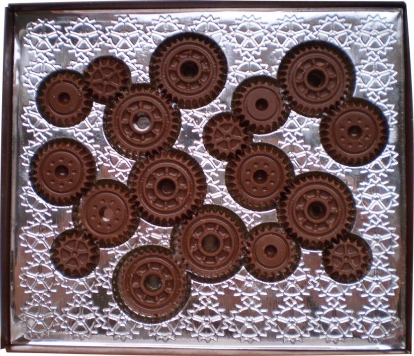 Chocolate toothed wheels - advertising