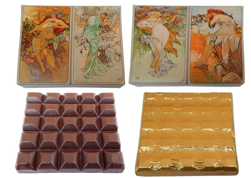 Tabulka 100g - Alfons Mucha, 2 designy, hořká čokoláda