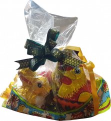 Gift package 380g - Hen 100g, Sitting golden hare 100g, Painted Easter Egg 60g, Egg 60g, Hare 60g